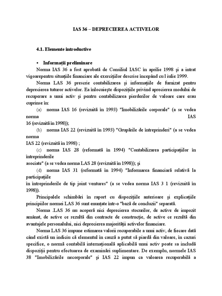 ias 36 deprecierea activelor